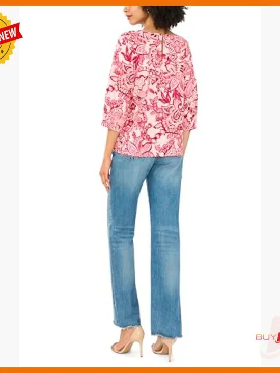 Raglan Puff 3/4 Sleeve Blouse, Regular Fit, Hand Wash Only - Picture 4 of 5